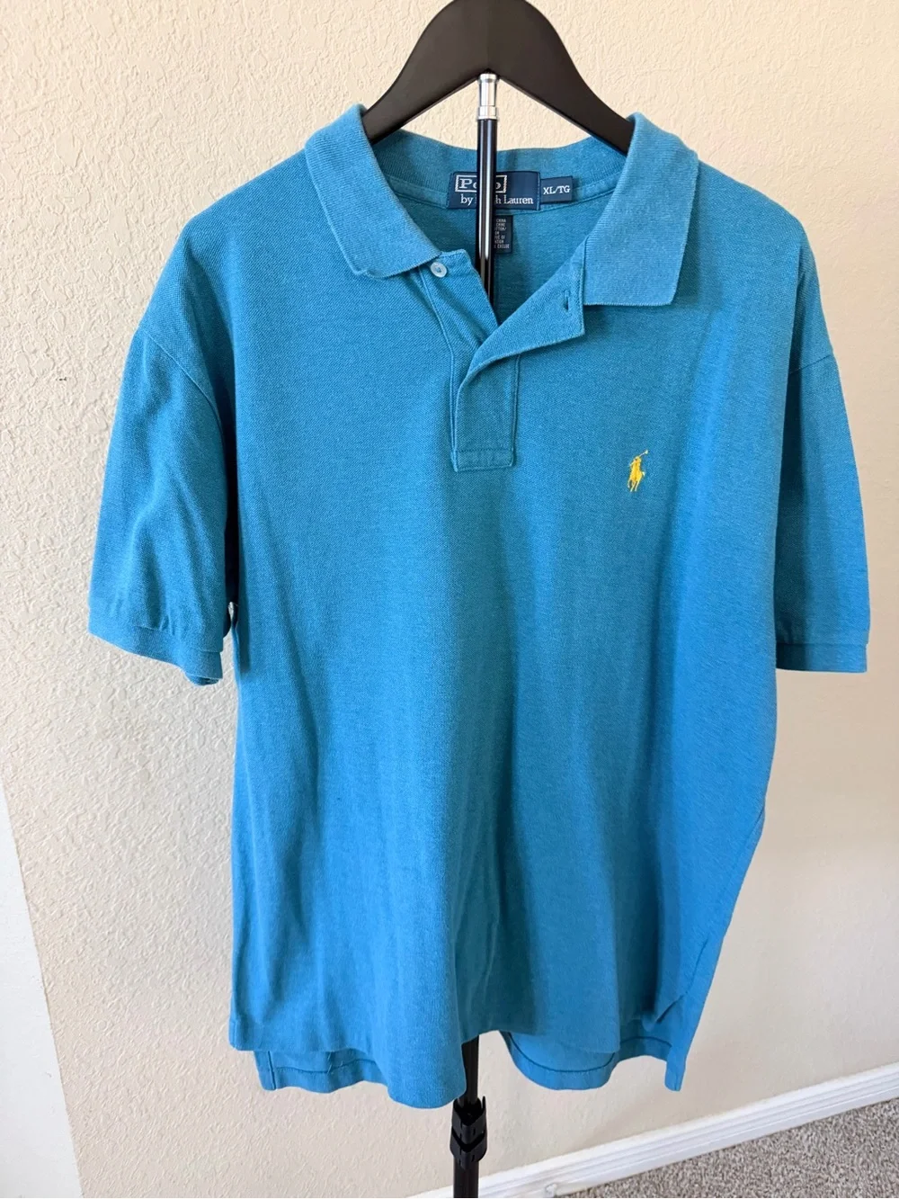 Ralph Lauren Polo Short-Sleeve Shirt in Teal with Yellow Logo